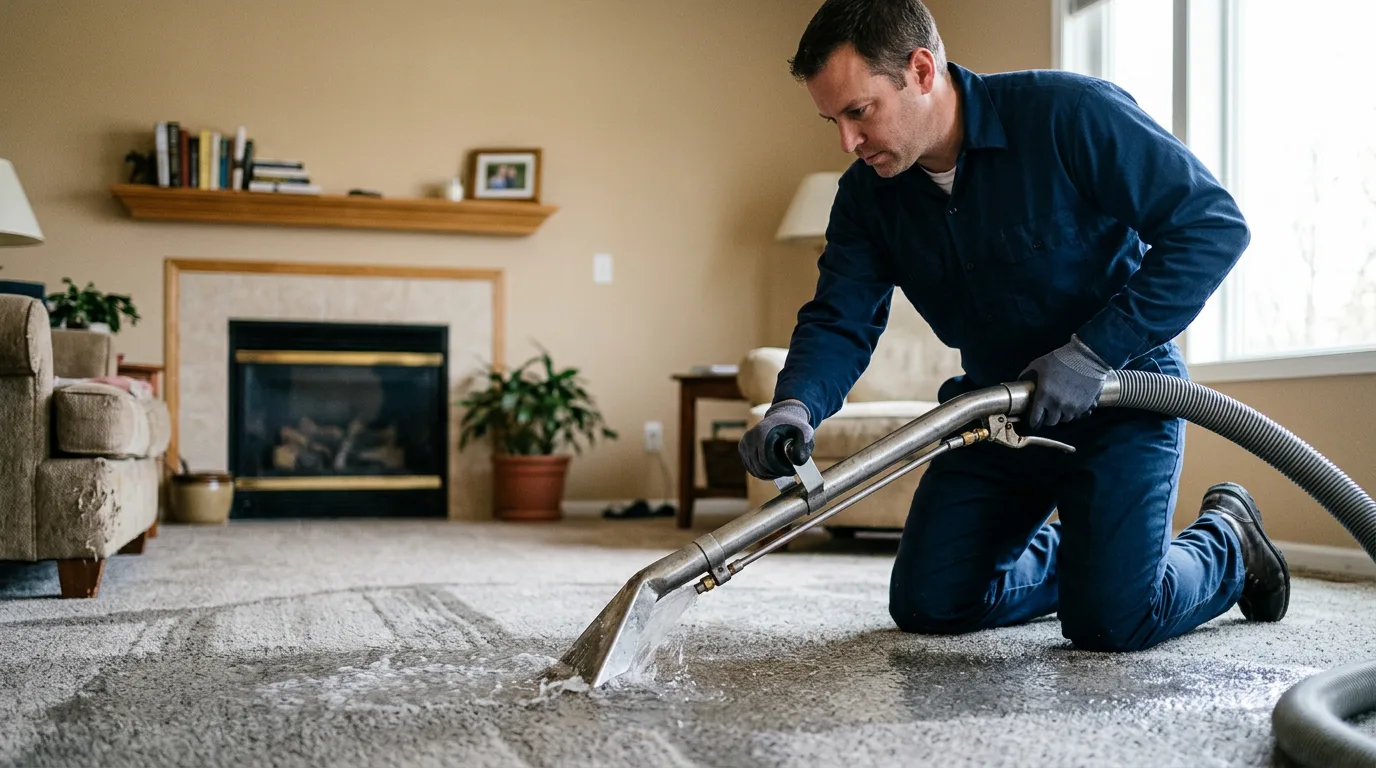 Water damage restoration technician working near Kissee Mills, MO